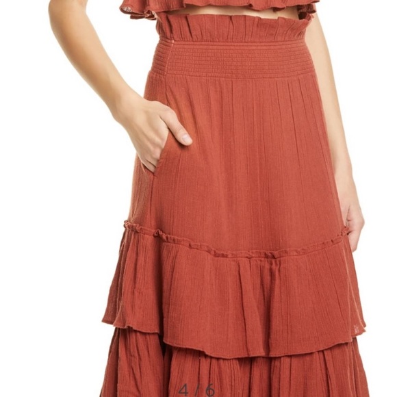 Free People Skirts Free People Sea Breeze Rust Midi Top Skirt Set Xs Poshmark
